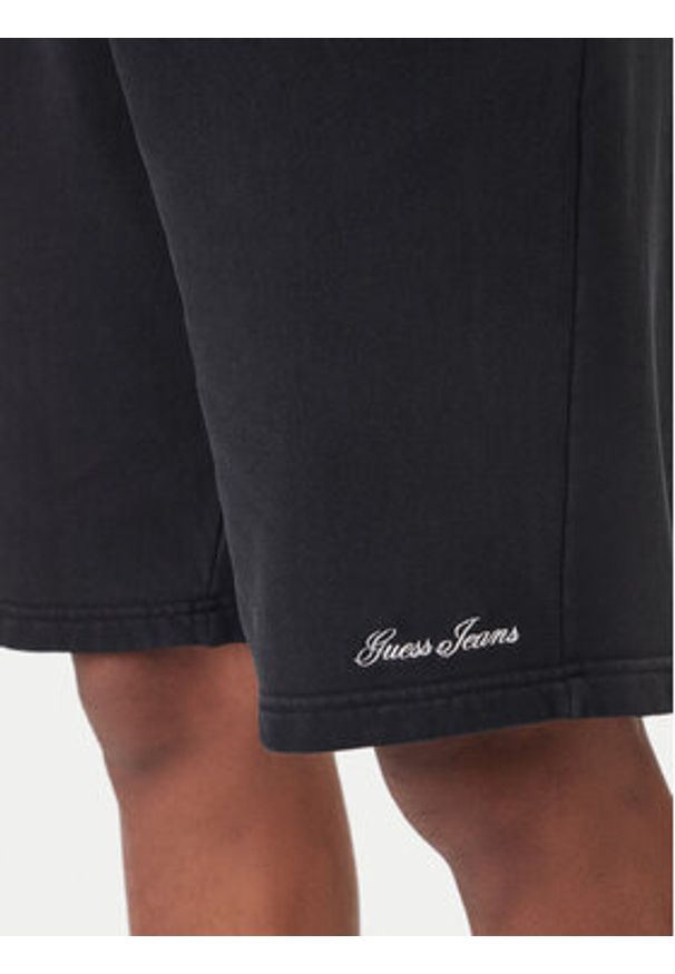 Guess Jeans Szorty sportowe M6GD49 KCPR1 Czarny Regular Fit. Kolor: czarny. Materiał: bawełna