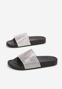 Renee - Czarne Klapki Orio. Okazja: na co dzień. Nosek buta: otwarty. Kolor: czarny. Materiał: guma. Wzór: kolorowy. Styl: casual, glamour #3