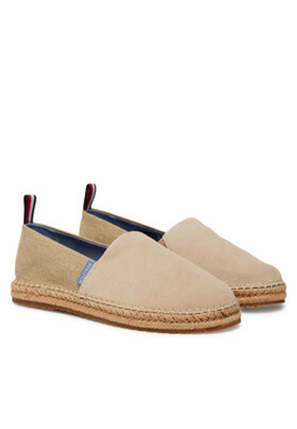 TOMMY HILFIGER - Tommy Hilfiger Espadryle Hilfiger Flex Mix Espadrille FM0FM05497 Beżowy. Kolor: beżowy. Materiał: zamsz, skóra