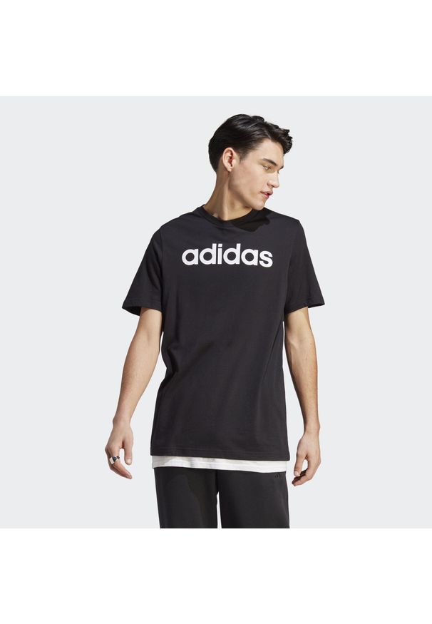 Adidas - Essentials Single Jersey Linear Embroidered Logo Tee. Kolor: biały, zielony, wielokolorowy, brązowy. Materiał: jersey