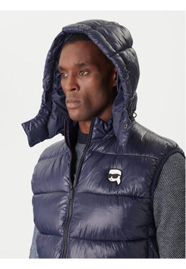 Karl Lagerfeld - KARL LAGERFELD Kamizelka 505023 554590 Granatowy Regular Fit. Typ kołnierza: dekolt w karo. Kolor: niebieski. Materiał: syntetyk