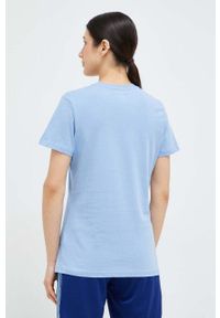Helly Hansen t-shirt bawełniany kolor niebieski 34112-001. Okazja: na co dzień. Kolor: niebieski. Materiał: bawełna. Wzór: nadruk. Styl: casual #2