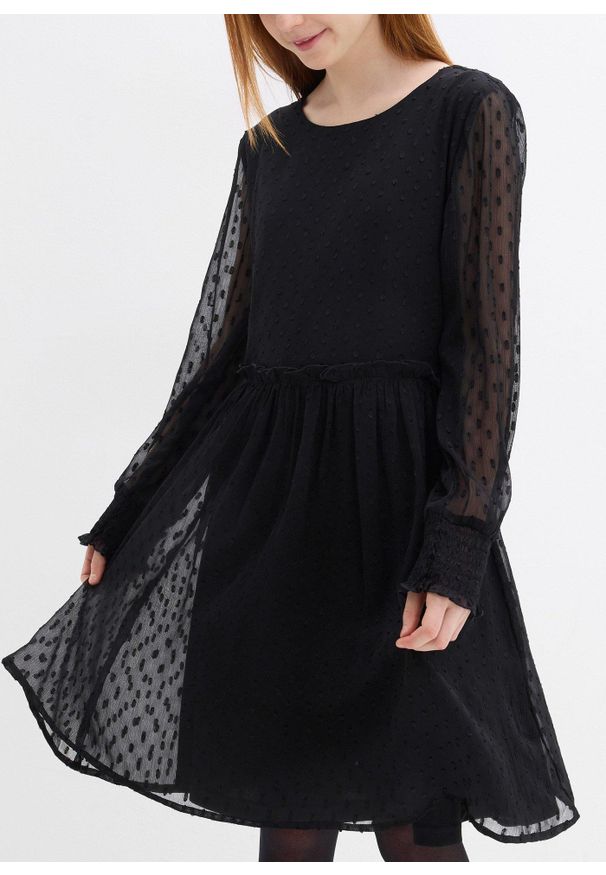 bonprix - Sukienka szyfonowa. Kolor: czarny. Materiał: szyfon