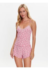 Hunkemöller Koszulka piżamowa 202341 Różowy Basic Fit. Kolor: różowy. Materiał: wiskoza