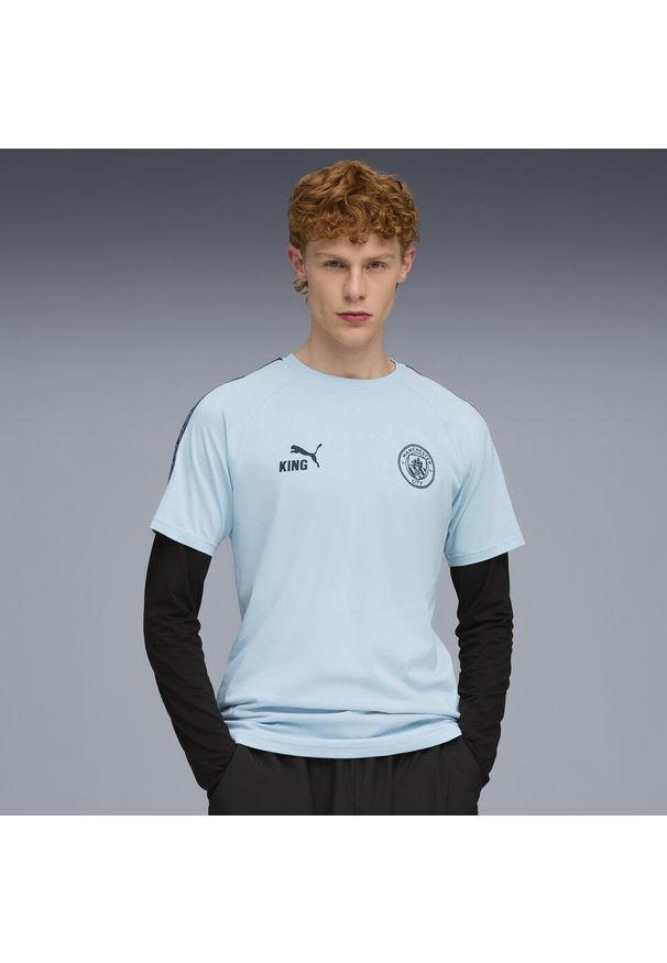 Puma - Męska koszulka Manchester City KING PUMA Silver Sky Deep Navy Blue. Kolor: niebieski. Sport: piłka nożna