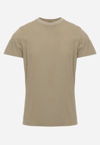 Born2be - Ciemnozielona Gładka Koszulka T-shirt z Bawełny o Prostym Kroju Sarusa. Okazja: na co dzień, na randkę. Kolor: zielony. Materiał: bawełna. Wzór: gładki. Styl: casual, klasyczny #1