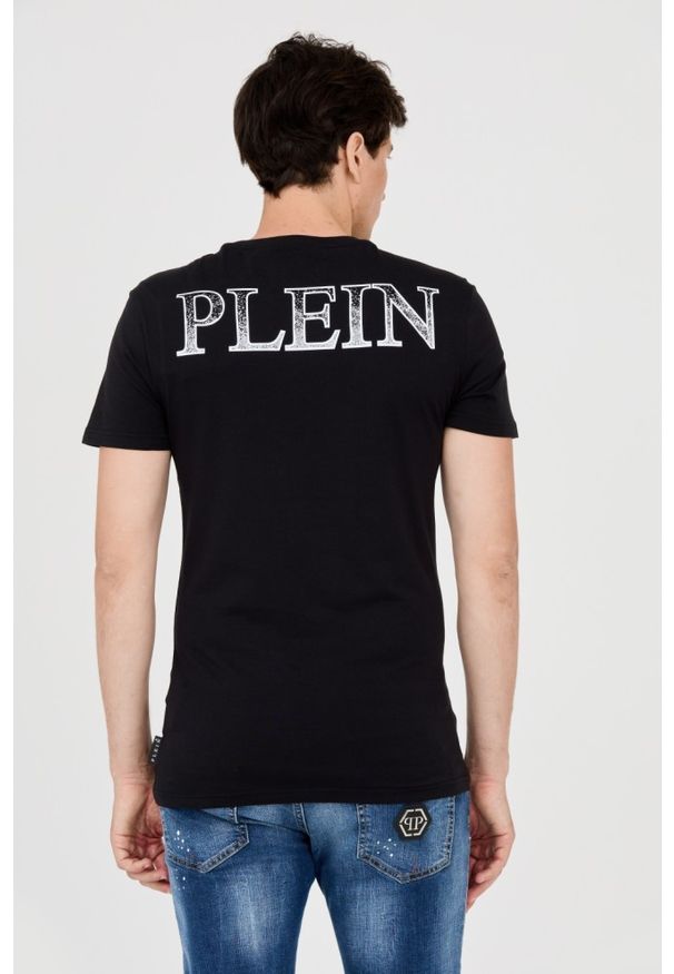 Philipp Plein - PHILIPP PLEIN Męski t-shirt z czaszką w płomieniach, Rozmiar L. Kolor: czarny