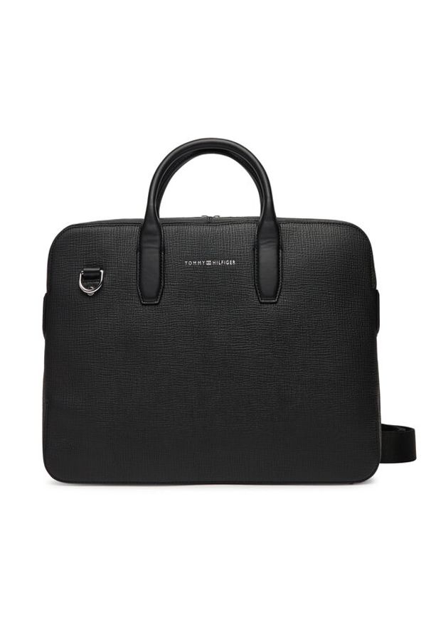 TOMMY HILFIGER - Tommy Hilfiger Torba na laptopa Th Business Leather Computer Bag AM0AM13642 Czarny. Kolor: czarny. Materiał: skóra