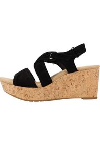 Clarks - Sandały CLARKS ROSE WAY Czarny. Kolor: czarny. Materiał: tkanina, skóra. Sezon: lato