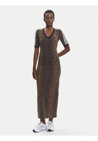 Adidas - adidas Sukienka codzienna Leopard JW2773 Brązowy Slim Fit. Okazja: na co dzień. Kolor: brązowy. Materiał: bawełna. Typ sukienki: proste. Styl: casual