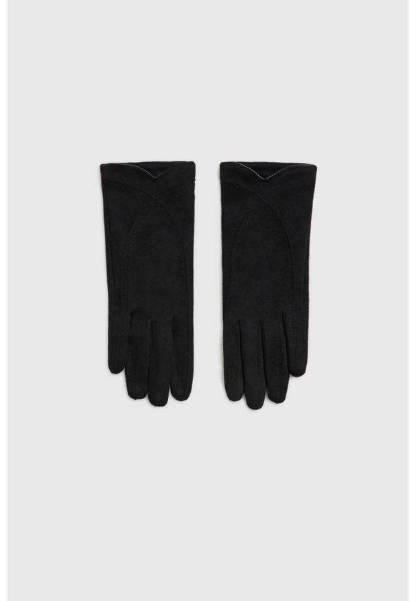 MOODO - Gładkie rękawiczki czarne. Kolor: czarny. Materiał: poliester. Wzór: gładki