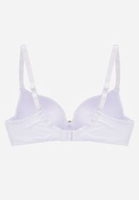 Renee - Biały Biustonosz Push Up o Gładkim Wykończeniu z Cyrkoniową Aplikacją Claronei. Kolor: biały. Rodzaj stanika: push-up. Wzór: gładki, aplikacja #2