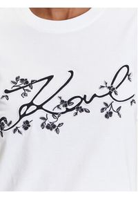 Karl Lagerfeld - KARL LAGERFELD T-Shirt A3W17018 Biały Regular Fit. Typ kołnierza: dekolt w karo. Kolor: biały. Materiał: bawełna #3