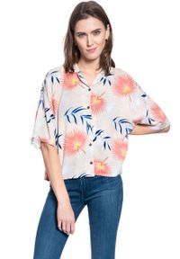 Lee - DAMSKA KOSZULA MATERIAŁOWA LEE FLORAL RESORT SHIRT ECRU L46DDWNQ. Materiał: materiał