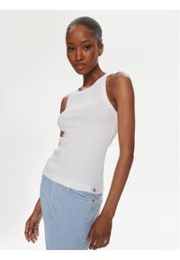 Calvin Klein Jeans Top Variegated J20J223104 Biały Slim Fit. Kolor: biały. Materiał: bawełna