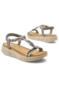 Sandały damskie Artiker, cholewka ze skóry ekologicznej cienkie paski z przodu lekka amortyzująca podeszwa komfortowy styl casualowy, szare, 58C0010. Okazja: na co dzień. Zapięcie: pasek. Kolor: szary. Materiał: skóra ekologiczna. Wzór: paski. Styl: casual #4