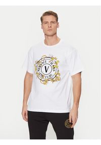 Versace Jeans Couture T-Shirt 78GAHC01 Biały Regular Fit. Kolor: biały. Materiał: bawełna