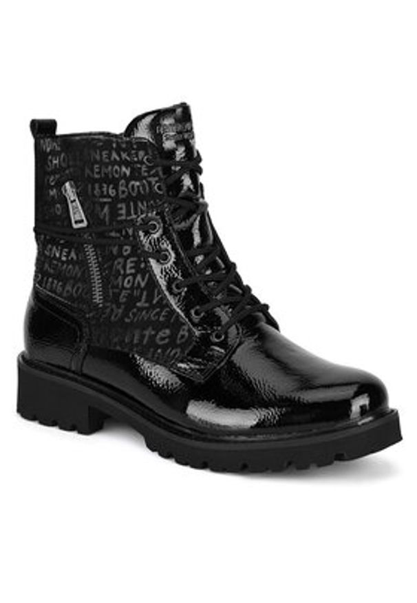 Remonte Trzewiki D8659-03 Czarny. Kolor: czarny. Materiał: materiał