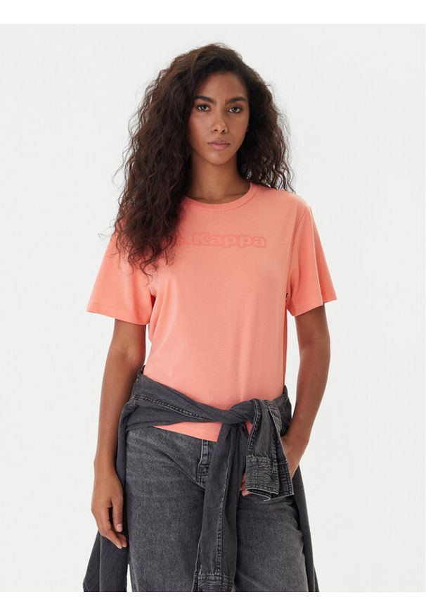 Kappa T-Shirt Frega 351M1KW Pomarańczowy Regular Fit. Kolor: pomarańczowy. Materiał: bawełna