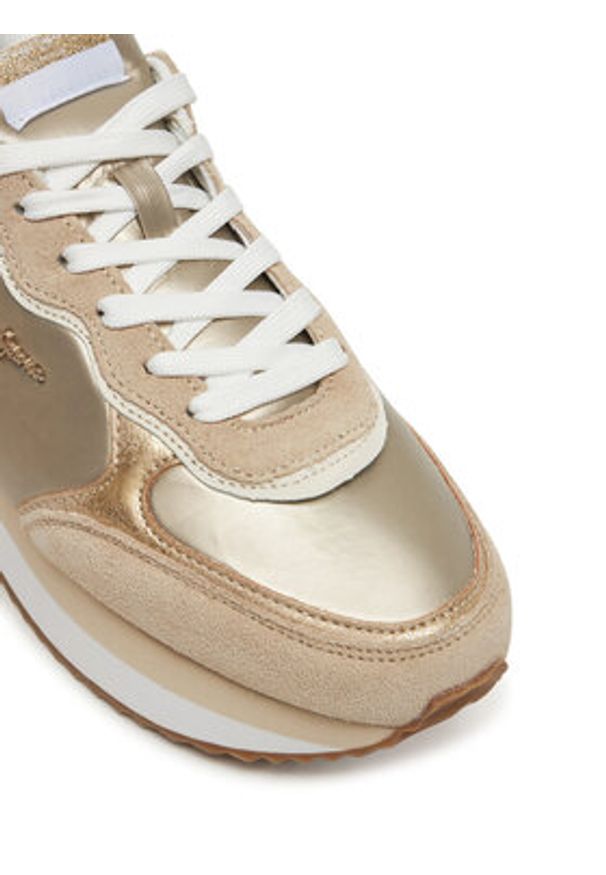 Pepe Jeans Sneakersy Rusper Shine PLS60033 Beżowy. Kolor: beżowy. Materiał: zamsz, skóra