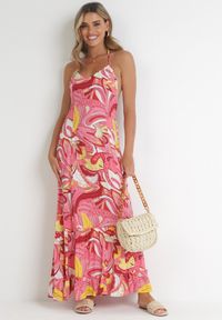 Born2be - Różowa Sukienka Hyriope. Kolor: różowy. Materiał: wiskoza. Długość rękawa: bez rękawów. Wzór: nadruk. Sezon: lato. Długość: maxi #1