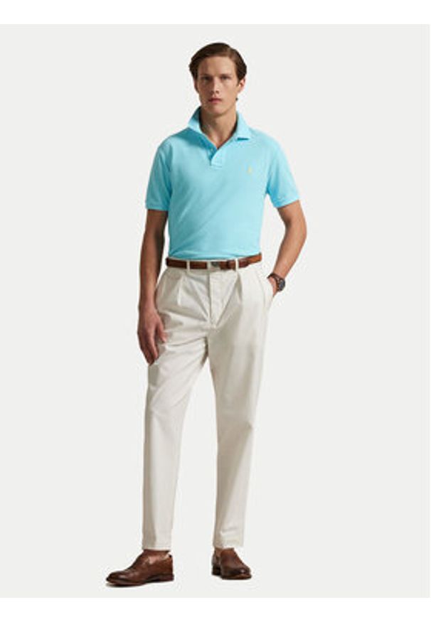 Polo Ralph Lauren Polo 710536856449 Turkusowy Slim Fit. Typ kołnierza: polo. Kolor: turkusowy. Materiał: bawełna