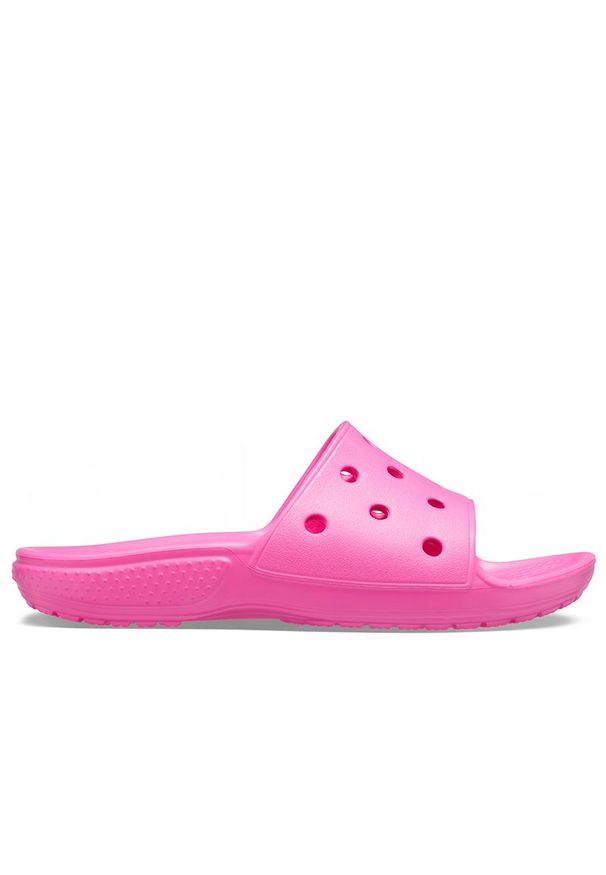 Klapki Crocs Classic Slide 206396-6QQ - różowe. Okazja: na co dzień. Kolor: różowy. Styl: casual, młodzieżowy