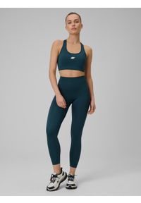 4f - 4F Legginsy treningowe szybkoschnące damskie - turkusowe L. Stan: podwyższony. Kolor: turkusowy. Materiał: włókno. Długość: długie. Sport: fitness #1