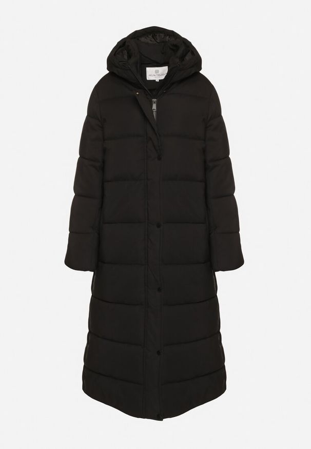 Born2be - Czarna Długa Pikowana Kurtka z Kapturem Afarriva. Okazja: do pracy, na spacer, na co dzień, na spotkanie biznesowe. Typ kołnierza: kaptur. Kolor: czarny. Długość: długie. Styl: klasyczny, casual, elegancki, biznesowy