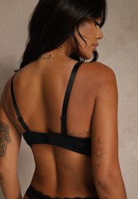 Renee - Czarny Koronkowy Biustonosz Ozdobiony Cyrkoniowym Sercem Bothilei. Kolor: czarny. Materiał: koronka. Wzór: aplikacja #5