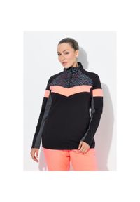 ULLA POPKEN - Damskie Koszulka funkcyjna dopasowana półgolf długi rękaw z recyklingu. Kolekcja: plus size. Kolor: czarny. Materiał: poliester, materiał, elastan. Długość rękawa: długi rękaw. Długość: długie #1