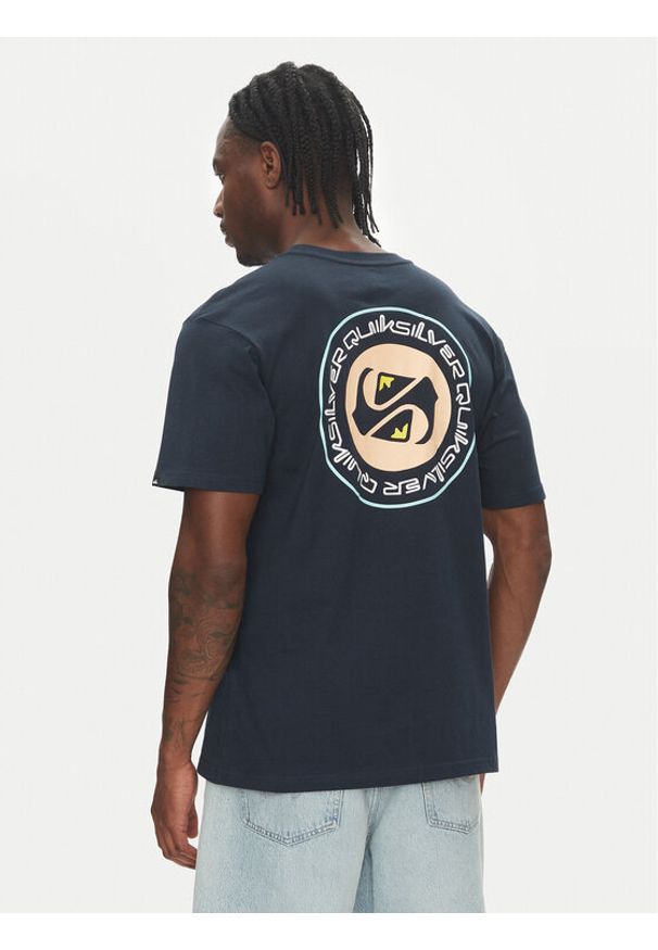 Quiksilver T-Shirt Circle Back Ss EQYZT08054 Granatowy Regular Fit. Kolor: niebieski. Materiał: bawełna