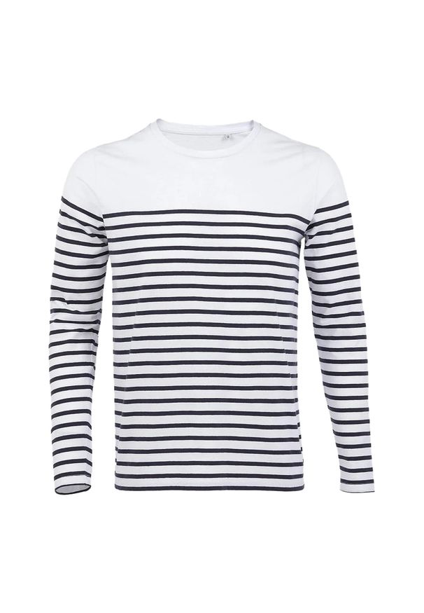 SOL'S - Męska Koszulka Z Długim Rękawem Matelot W Paski. Kolor: niebieski, wielokolorowy, biały. Długość rękawa: długi rękaw. Długość: długie. Wzór: paski. Sport: turystyka piesza