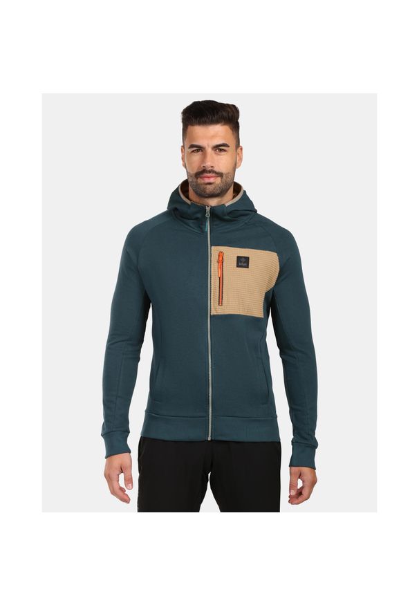 Stylowa i wygodna bawełniana bluza z kapturem Kilpi BALU-M. Typ kołnierza: kaptur. Kolor: zielony. Materiał: bawełna. Sport: turystyka piesza