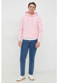 TOMMY HILFIGER - Tommy Hilfiger bluza męska kolor fioletowy z kapturem gładka. Typ kołnierza: kaptur. Kolor: fioletowy. Materiał: bawełna, materiał. Wzór: gładki #5