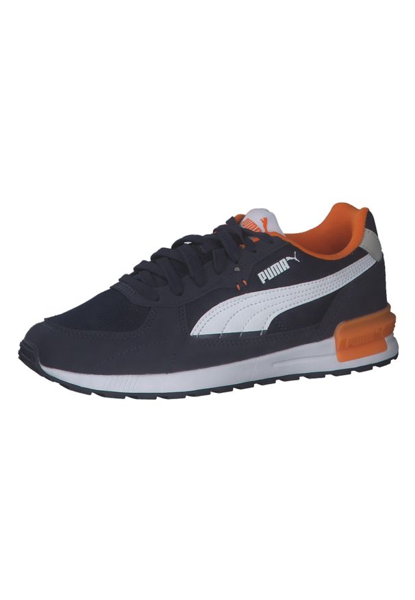 Buty do chodzenia dla dzieci Puma Graviton JR. Zapięcie: sznurówki. Kolor: niebieski, czarny, biały, wielokolorowy. Materiał: guma, syntetyk, tkanina, materiał. Szerokość cholewki: normalna. Sport: turystyka piesza