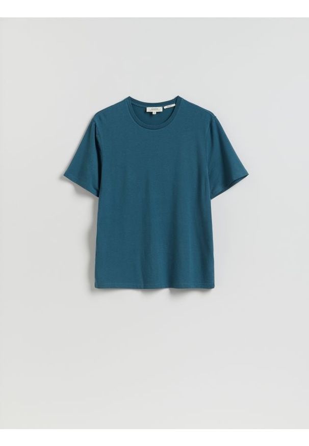 Reserved - T-shirt regular z włóknem bambusowym - granatowy. Kolor: niebieski. Materiał: włókno