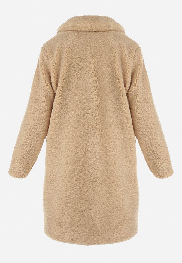 Born2be - Beżowy Płaszcz Futrzany Teddy Gavi. Okazja: na spacer, na co dzień. Kolor: beżowy. Materiał: futro. Sezon: zima. Styl: klasyczny, casual, elegancki