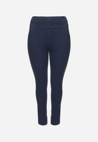 Born2be - Granatowe Spodnie Jegginsy z Gumką w Talii Elasande. Kolekcja: plus size. Kolor: niebieski. Materiał: jeans #6