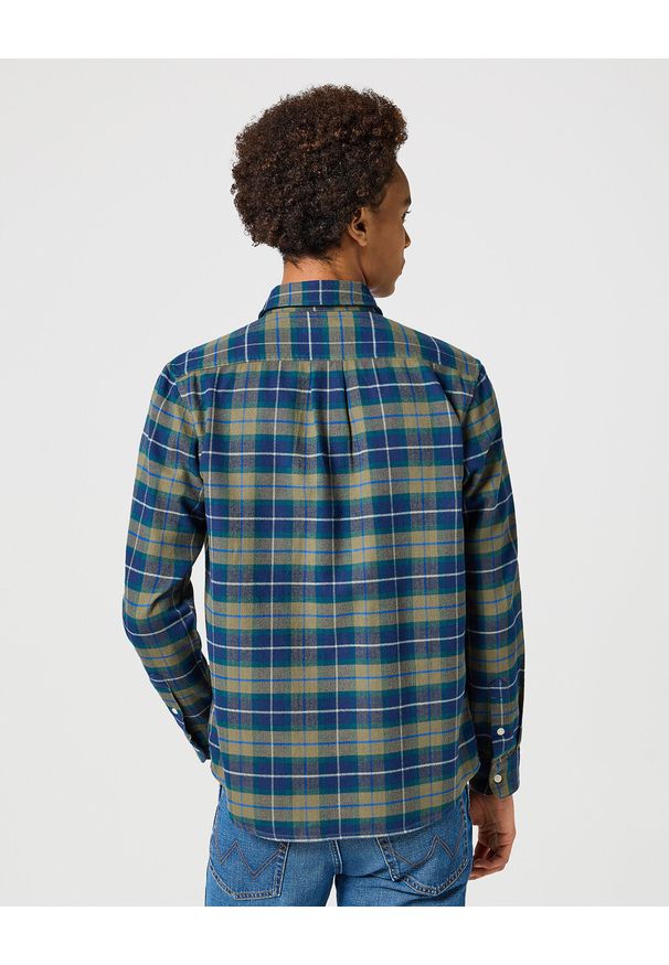 Wrangler - WRANGLER MĘSKA KOSZULA 1 PKT FLANNEL SHIRT DUSTY OLIVE 112356769 W564017359