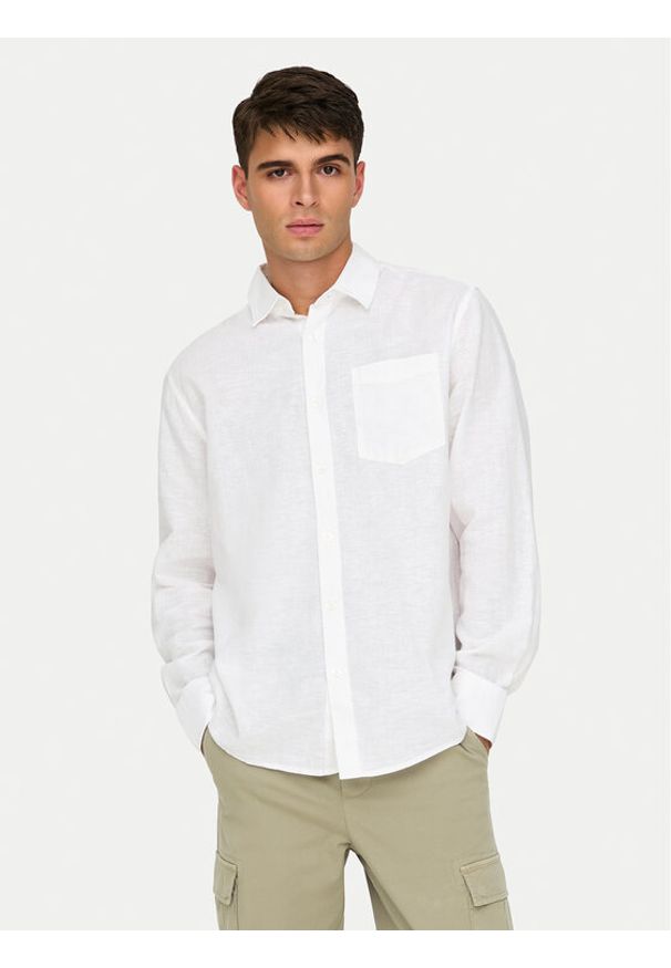 Only & Sons Koszula Caiden 22031804 Biały Regular Fit. Kolor: biały. Materiał: bawełna