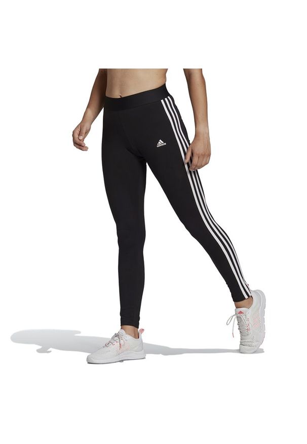 Adidas - Legginsy adidas Loungewear Essentials 3-Stripes Leggings GL0723 - czarne. Okazja: na co dzień. Kolor: czarny. Materiał: bawełna, elastan. Wzór: aplikacja. Styl: casual, klasyczny, sportowy. Sport: fitness