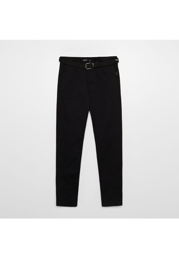 Cropp - Spodnie chino z paskiem - Czarny. Kolor: czarny
