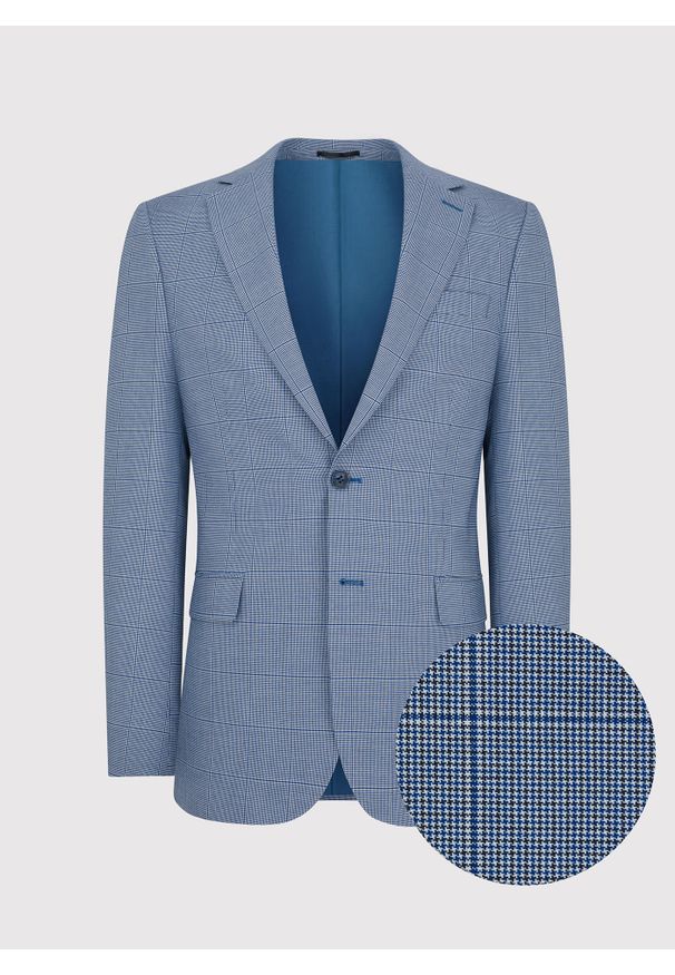 Pako Lorente - PAKO LORENTE – Niebieska męska marynarka garniturowa w kratkę. Kolor: niebieski. Materiał: tkanina. Wzór: kratka