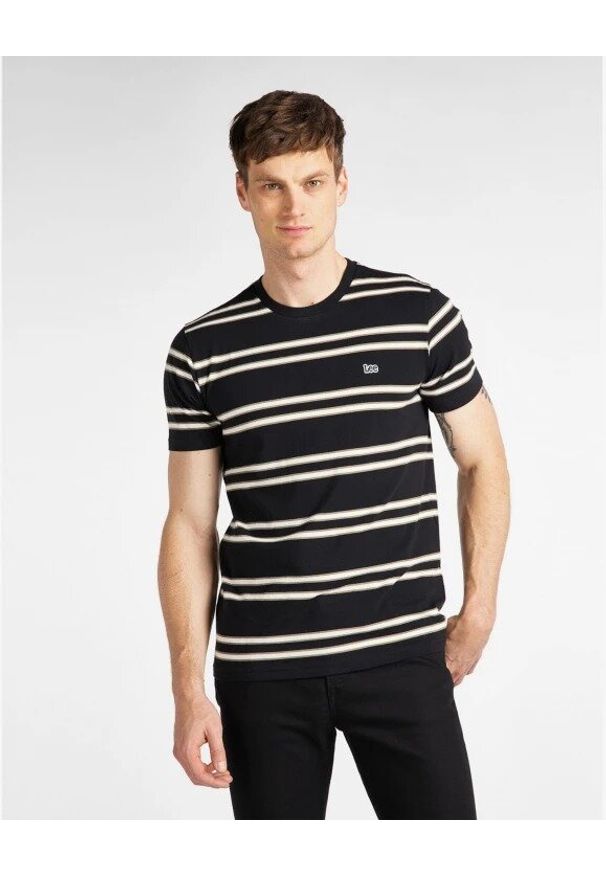 Lee - LEE BASIC STRIPE TEE MĘSKI T-SHIRT KOSZULKA W PASKI BLACK L61LEE01 112113931. Wzór: paski