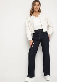 Born2be - Niebieskie Jeansy z Wysokim Stanem i Prostą Nogawką Hinattia. Okazja: na co dzień. Stan: podwyższony. Kolor: niebieski. Styl: casual, elegancki #5