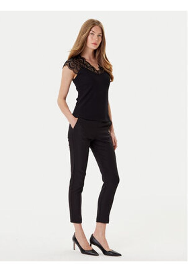 Morgan Spodnie materiałowe 211-PROSY.F Czarny Slim Fit. Kolor: czarny. Materiał: syntetyk, bawełna