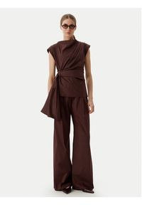 Marella Spodnie materiałowe Navile 2613131072 Brązowy Relaxed Fit. Kolor: brązowy. Materiał: bawełna #4