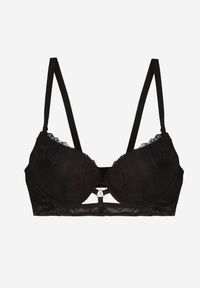 Renee - Czarny Koronkowy Biustonosz w Klasycznym Stylu z Aplikacją Galinassa. Kolor: czarny. Materiał: koronka. Wzór: aplikacja #2
