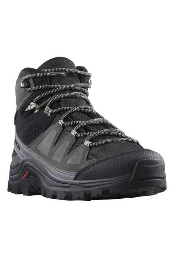 salomon - Buty trekkingowe damskie Salomon Quest Rove Mid Gtx. Wysokość cholewki: za kostkę. Zapięcie: sznurówki. Kolor: czarny. Materiał: guma, materiał, tkanina, syntetyk. Szerokość cholewki: normalna